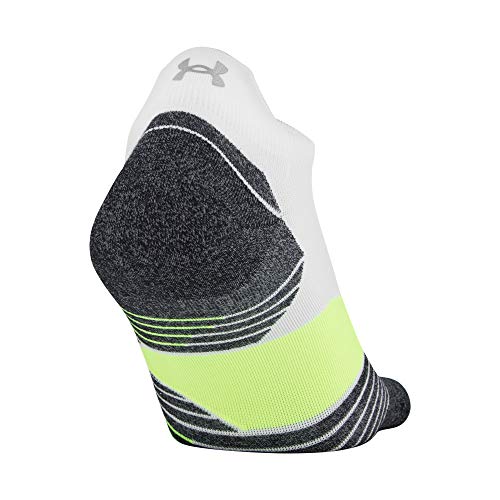 Under Armour Adult Run No Show Tab Socks, 2-Pairs , Black/White , Large