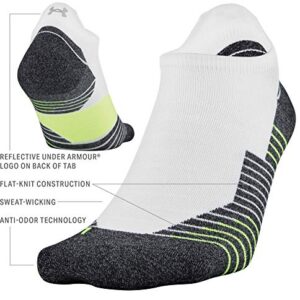 Under Armour Adult Run No Show Tab Socks, 2-Pairs , Black/White , Large