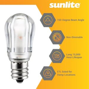 Sunlite S6 LED Night Light Bulb, 1 Watt (10W Equivalent), 50 Lumens, 120V, Non-Dimmable, E12 Candelabra Base, 150 Degree Beam Angle, ETL Listed, 2700K Soft White, 6 Pack