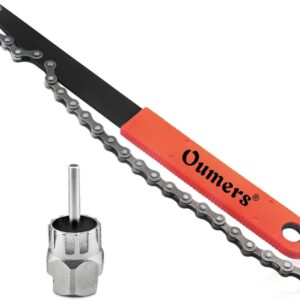 Oumers Bike Cassette Removal Tool, Cassette Freewheel Removal Tool with Chain Whip and Auxiliary Wrench Bicycle Cassette Lock Ring Removal, Freewheel Remover Wrench Sprocket Remover