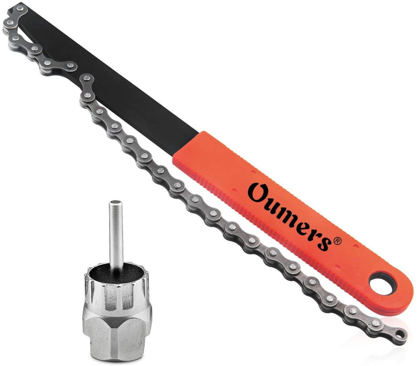 Oumers Bike Cassette Removal Tool, Cassette Freewheel Removal Tool with Chain Whip and Auxiliary Wrench Bicycle Cassette Lock Ring Removal, Freewheel Remover Wrench Sprocket Remover