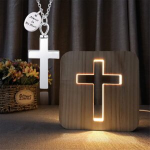 BEILIN S925 Sterling Silver Cross Urn Necklace for Women Men - Keepsake Memorial Cross Cremation Jewelry for Ashes(Always in my heart)