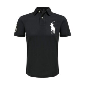 ralph lauren mens big pony custom slim fit mesh shirt (large, black/white pony)