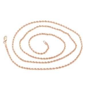 14k Rose Gold Solid Rope 2mm Chain 22" long Necklace with Lobster Claw Clasp