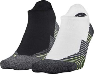 under armour adult run no show tab socks, 2-pairs , black/white , medium