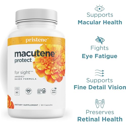 Natural Eye Health Vitamins with Bilberry Zeaxanthin Lutein - Macular Support Supplement, Formula Based On AREDS2® Clinical Trials Plus Carotenoids Quercetin EGCG - Macutene® Protect (60 Capsules)