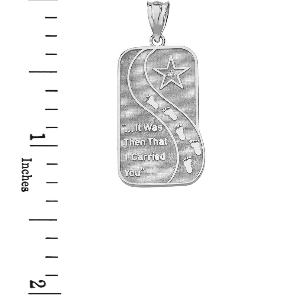 Sterling Silver "It Was Then That I Carried You" Footprints In The Sand CZ Pendant