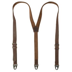 hide & drink, y back suspenders for men, groomsmen, bachelors, heavy duty, wedding ceremonies, full grain leather, handmade, bourbon brown