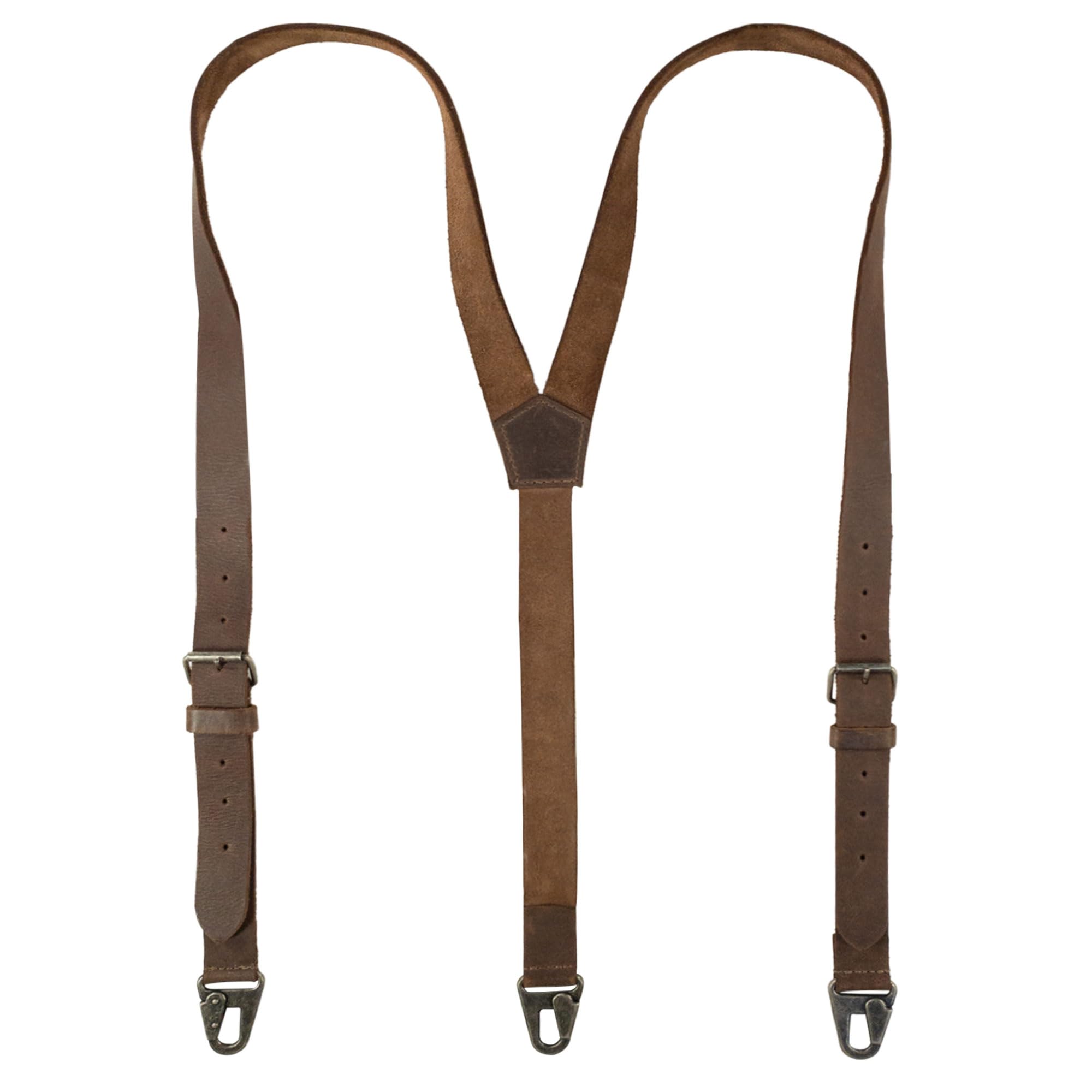 Hide & Drink, Y Back Suspenders for Men, Groomsmen, Bachelors, Heavy Duty, Wedding Ceremonies, Full Grain Leather, Handmade, Bourbon Brown