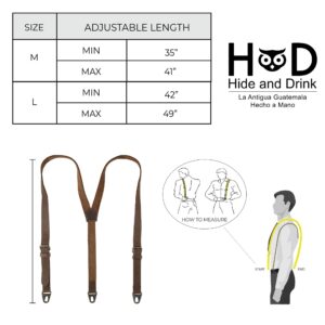 Hide & Drink, Y Back Suspenders for Men, Groomsmen, Bachelors, Heavy Duty, Wedding Ceremonies, Full Grain Leather, Handmade, Bourbon Brown