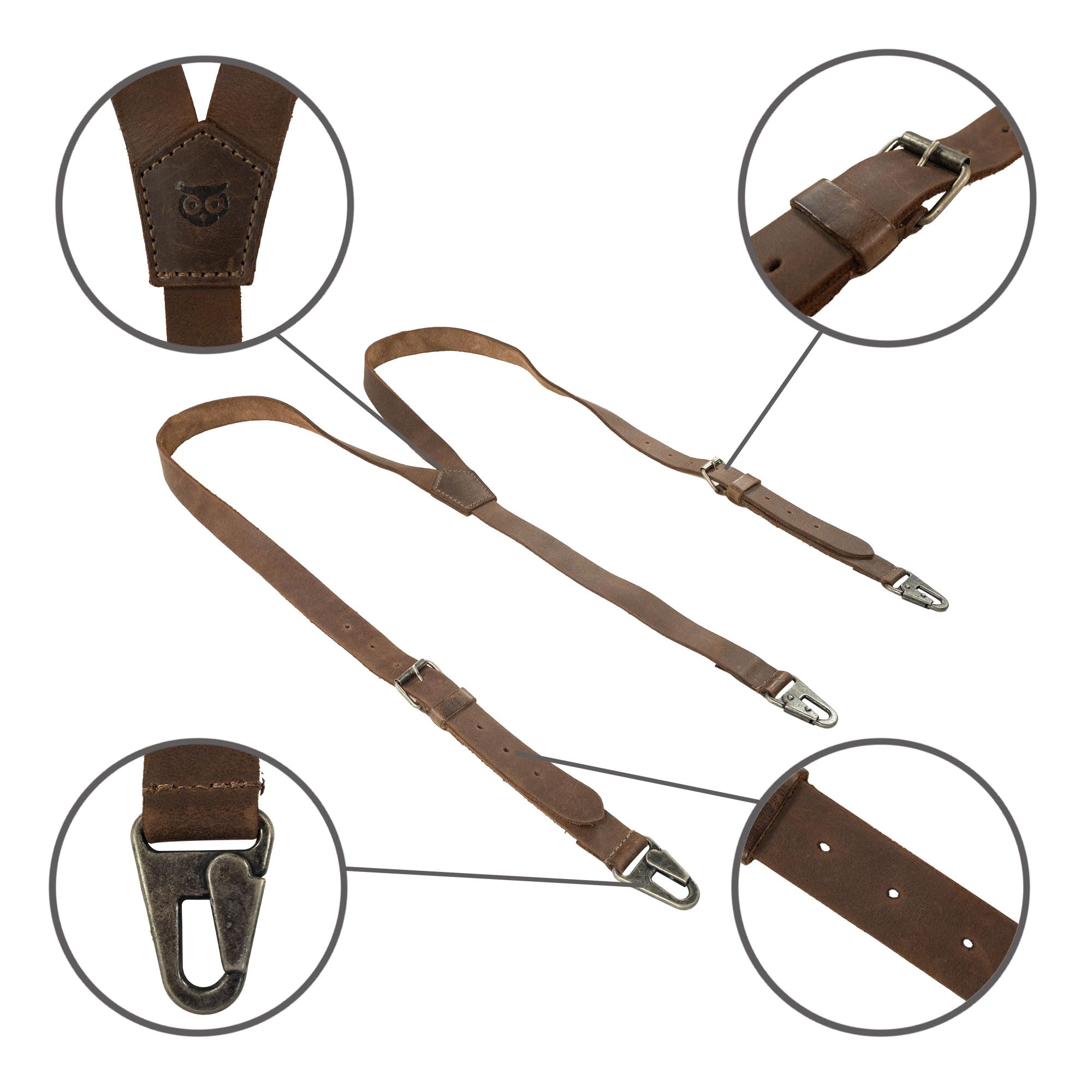 Hide & Drink, Y Back Suspenders for Men, Groomsmen, Bachelors, Heavy Duty, Wedding Ceremonies, Full Grain Leather, Handmade, Bourbon Brown