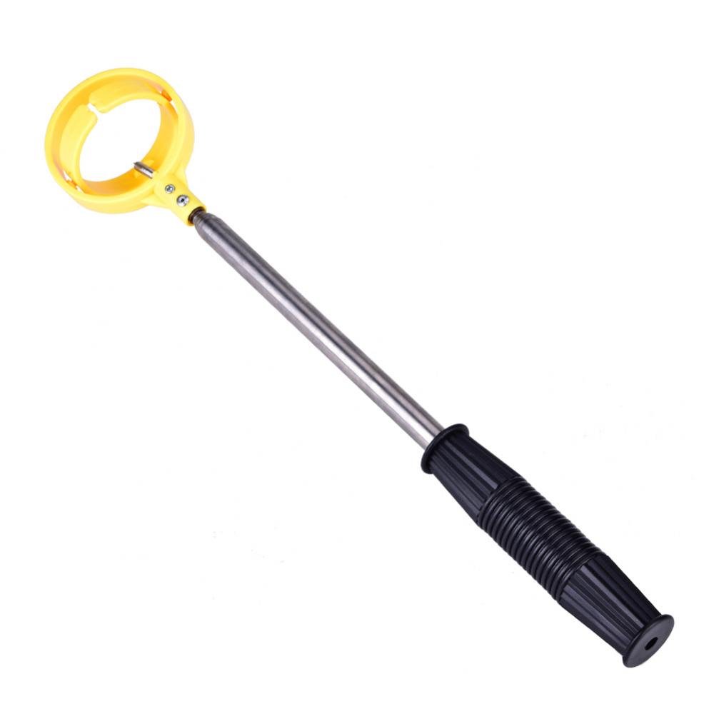 Dioche Ball Retriever, Practical Picker Telescopic Ball Pick Up Tool Stainless Steel Shaft Automatic Locking Scoop (Yellow)