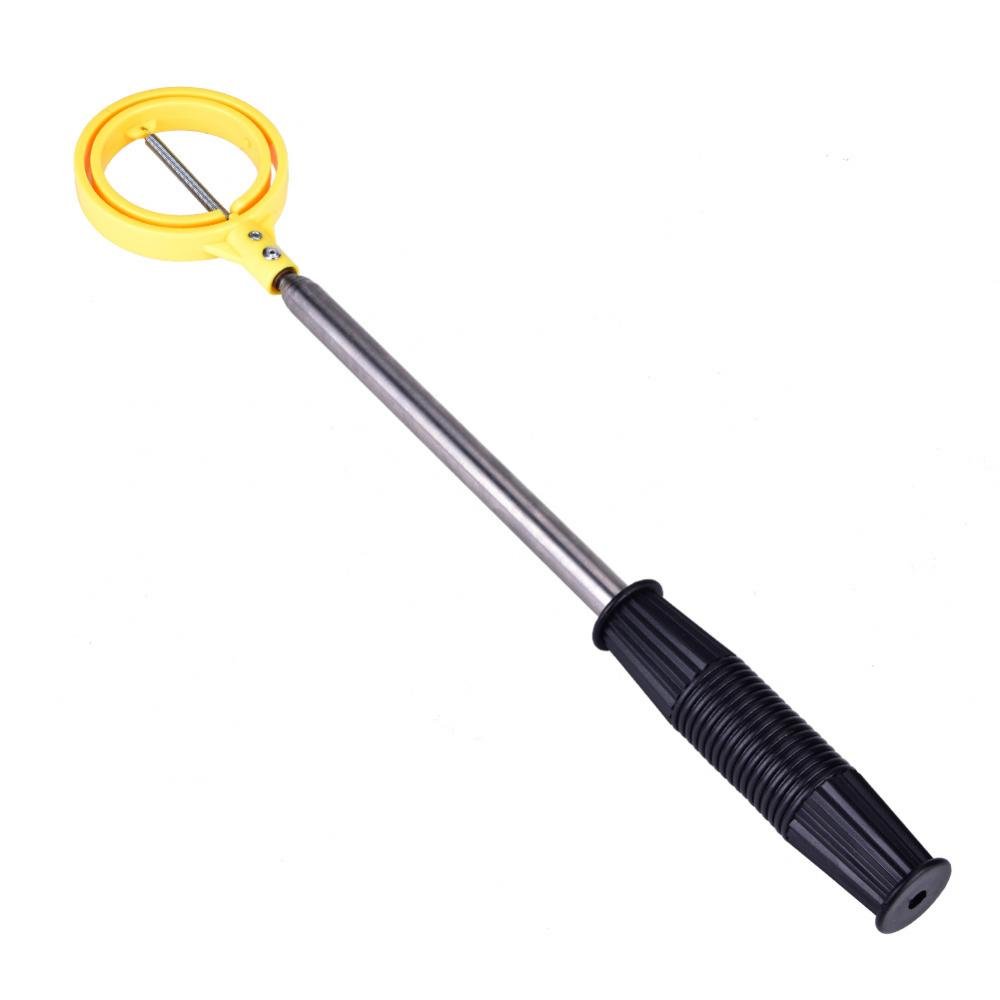 Dioche Ball Retriever, Practical Picker Telescopic Ball Pick Up Tool Stainless Steel Shaft Automatic Locking Scoop (Yellow)