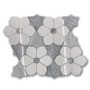 stone center online thassos white marble magnolia flower mosaic tile w/bardiglio gray polished kitchen bath wall floor backsplash shower (1 sheet)