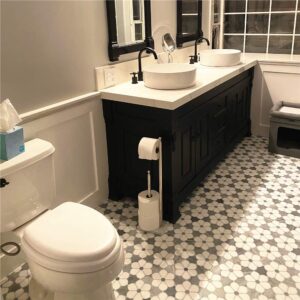 Stone Center Online Thassos White Marble Magnolia Flower Mosaic Tile w/Bardiglio Gray Polished Kitchen Bath Wall Floor Backsplash Shower (1 Sheet)