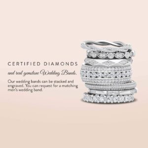 Diamondere Natural and Certified Diamond Wedding Ring in 14K White Gold | 1.00 Carat Half Eternity Stackable Band for Women, US Size 9