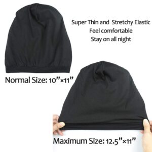 Alnorm Cozy Satin Lined Slouchy Beanie Cap with Soft Elastic Band for Women Black