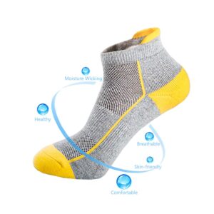 J.WMEET Mens Low Cut Ankle Athletic Socks Cotton Mesh Cushioned Running Ventilation Sports Tab Socks 5Pack