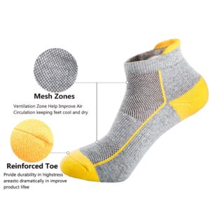 J.WMEET Mens Low Cut Ankle Athletic Socks Cotton Mesh Cushioned Running Ventilation Sports Tab Socks 5Pack