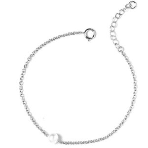 Gold Bracelet For Women – 14K Gold Filled or Sterling 925 Silver, Dainty Modern Minimal Chain Jewelry For Layering, 6.5”-8” Adjustable, Made in USA (Single Pear (925 Sterling Silver))