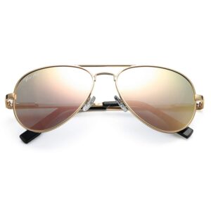 Pro Acme Polarized Aviator Sunglasses for Men and Women 100% UV Protection, 58mm (Gold Frame/Pink Mirrored Lens)