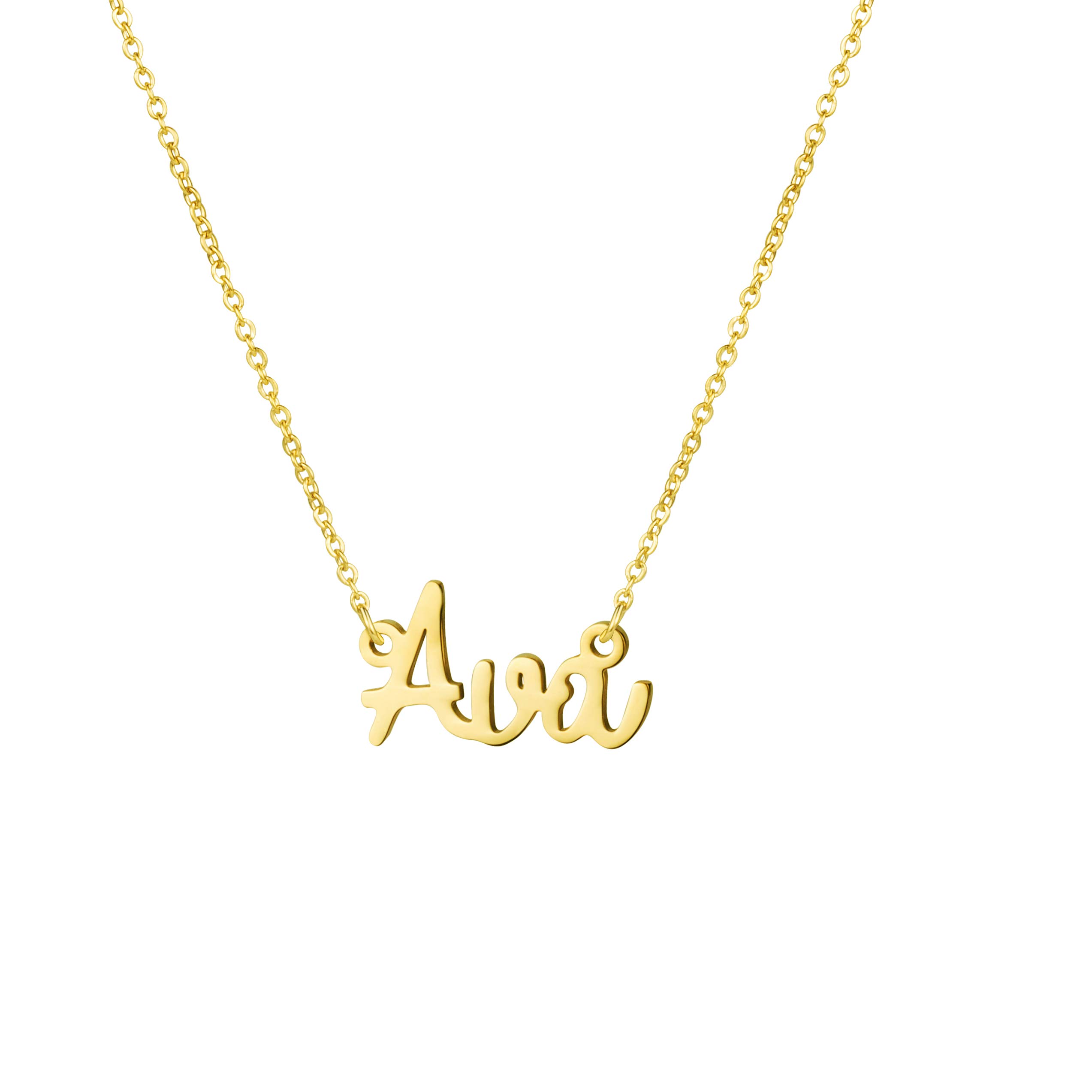 Awegift Name Necklace Big Initial Gold Plated Best Friend Jewelry Women Gift for Her Ava