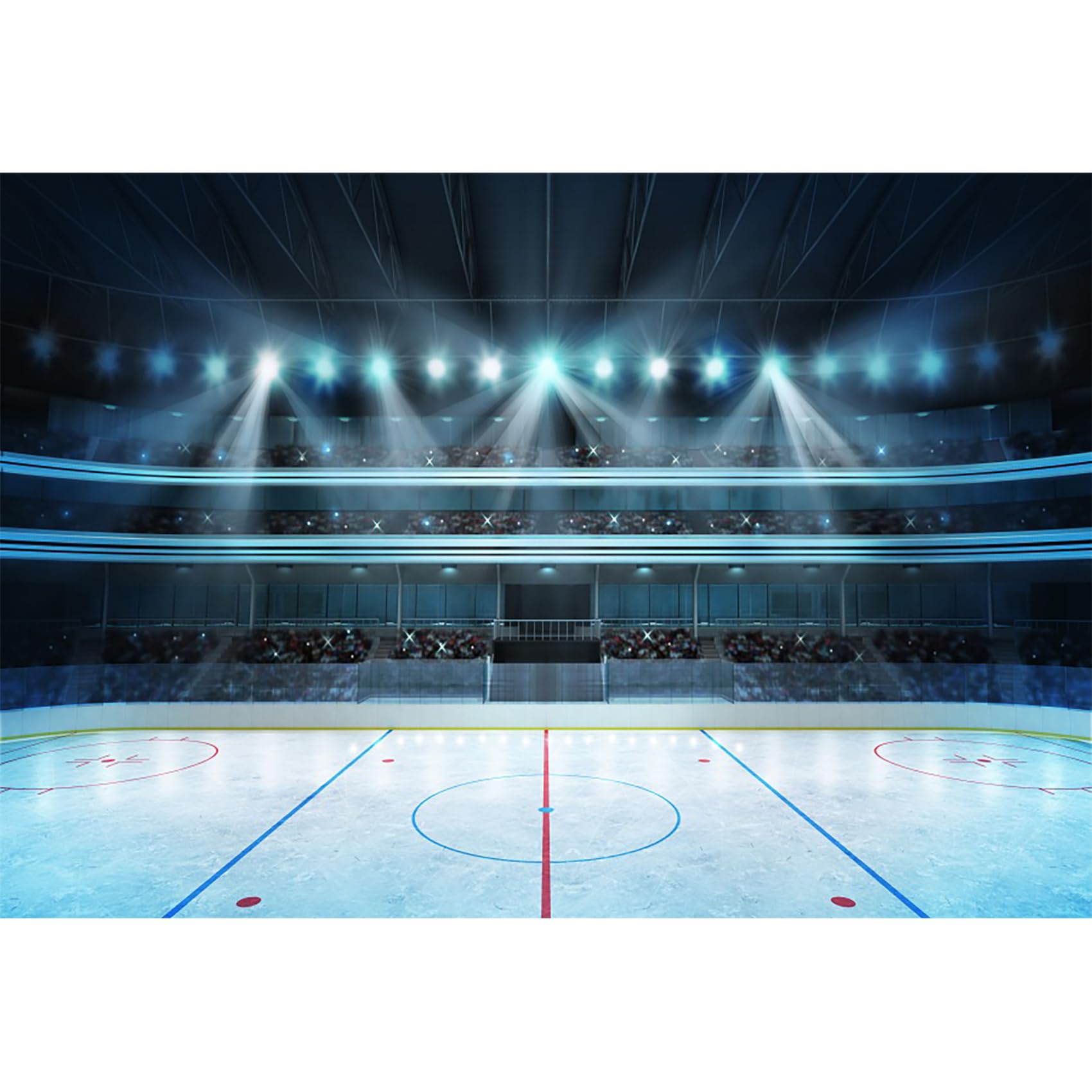 Baocicco 10x6.5ft Hockey Stadium Backdrop Vinyl Photography Background Ice Rink Stage Lights Shiny Halos Stadium Spotlight School Sports Meeting Activity Children Adult Portrait Photo Studio