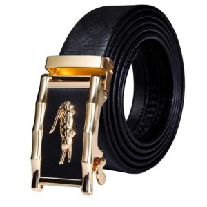 dubulle mens black ratchet belt full grain leather gold crocodile automatic buckle adjustable sliding belts for dress party