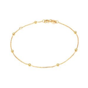 14k gold small bracelets for women, dainty tiny bead ball thin chain bracelet jewelry (yellow gold, 14k)