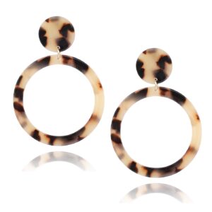 Acrylic for Women Geometry Resin Drop Dangle Earrings Bohemia Tortoise Shell Hoop Earrings Mottled Statement Stud Earrings Fashion Jewelry (Leopard)