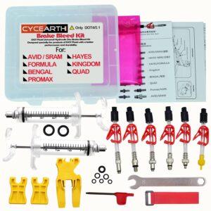 CYCEARTH Bicycle Brake DOT Oil Bleed Kit for Avid Sram Code 5 R Juicy Ultimate Elixir Formula Hayes Bngal Hope Quad Hydraulic Disc Tools …