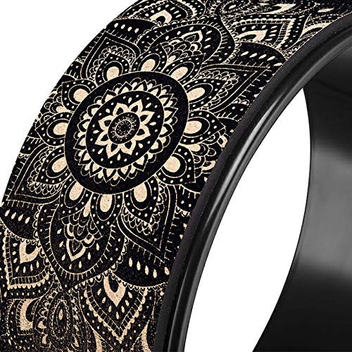 YOGA DESIGN LAB | THE YOGA WHEEL | Eco Printed, Extra Strength, Padded, Dharma Exercise Wheel | Designed in Bali | Enhance Your Postures and Stretch Deeper (Mandala Black,)