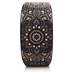 YOGA DESIGN LAB | THE YOGA WHEEL | Eco Printed, Extra Strength, Padded, Dharma Exercise Wheel | Designed in Bali | Enhance Your Postures and Stretch Deeper (Mandala Black,)