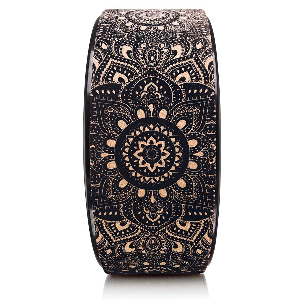 YOGA DESIGN LAB | THE YOGA WHEEL | Eco Printed, Extra Strength, Padded, Dharma Exercise Wheel | Designed in Bali | Enhance Your Postures and Stretch Deeper (Mandala Black,)