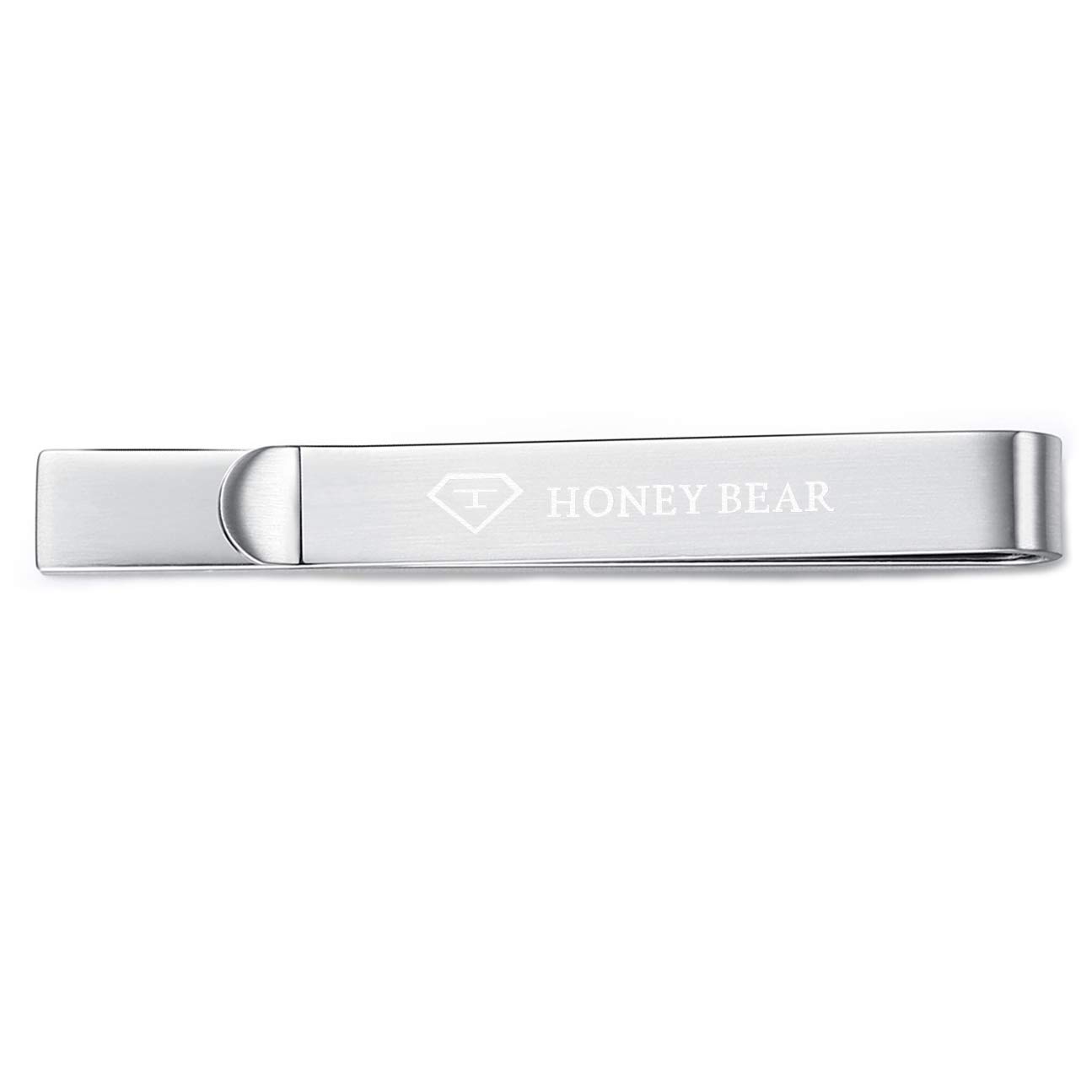 HONEY BEAR Mens Initial Alphabet Letter Tie Clip Bar Normal Size Gift 5.4cm M Silver