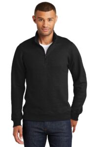 port & company® fan favorite fleece 1/4-zip pullover sweatshirt. pc850q, jet black, 3xl