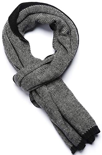 Mio Marino Mens Premium Winter Scarf, Soft Knit Scarves - Black & White - One Size