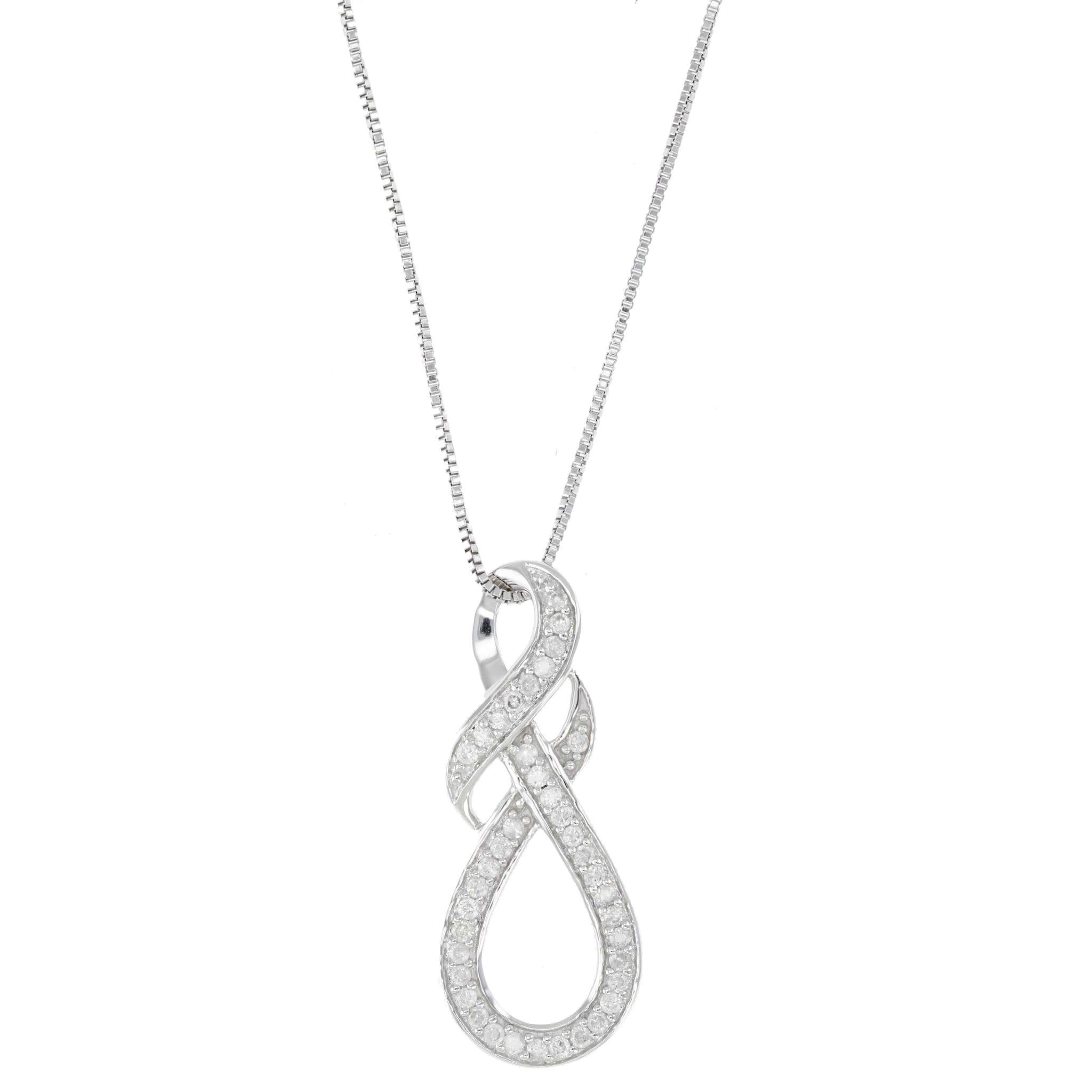 Vir Jewels 1/5 cttw Diamond Pendant, Diamond Swirl Infinity Pendant Necklace for Women in 10K White Gold with 18 Inch Chain, Prong Setting