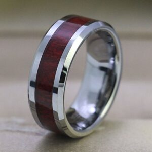 Couple Ring Bridal Set His and Hers Women 10k White Gold Filled Heart Garnet CZ Men Titanium Band 10k Wedding Ring Band Set