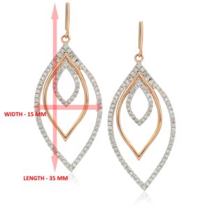 Vir Jewels 1/2 cttw Diamond Marquise Shape Dangle Earrings 10K White and Rose Gold 1.50 Inch