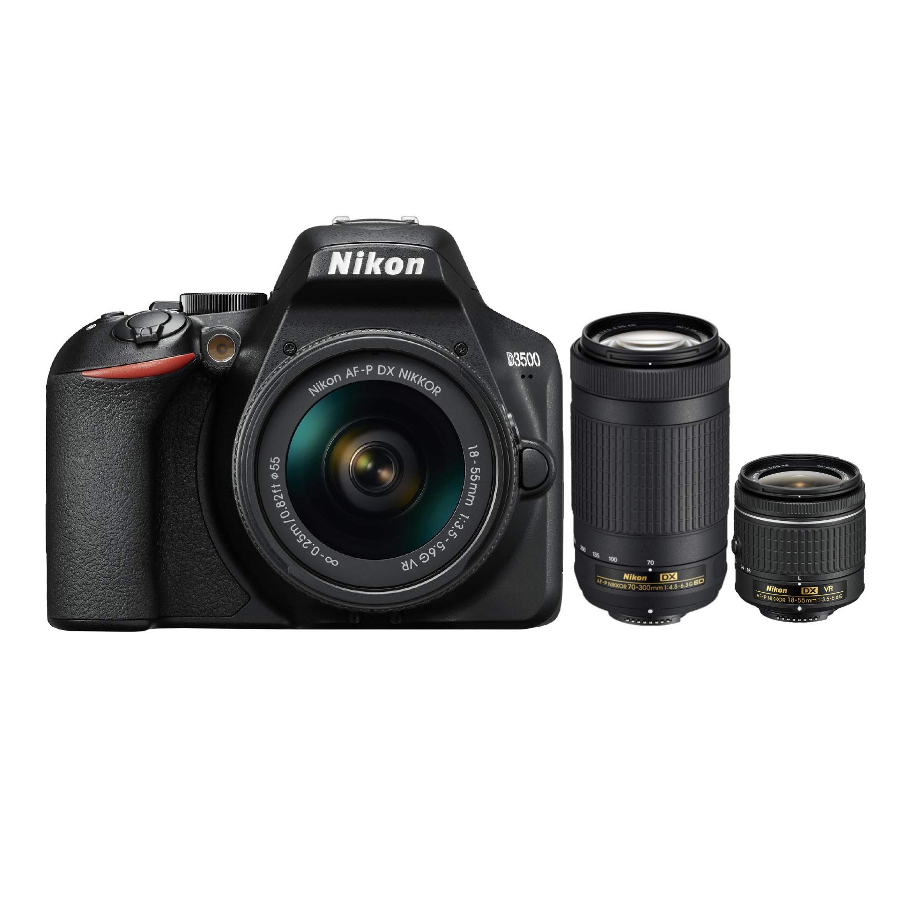 Nikon D3500 DX-Format DSLR Two Lens Kit with AF-P DX NIKKOR 18-55mm f/3.5-5.6G VR & AF-P DX NIKKOR 70-300mm f/4.5-6.3G ED, Black