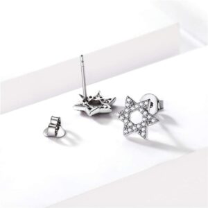 ChicSilver Tiny CZ Star Earrings Magen Star of David Stud Earrings 925 Sterling Silver Hypoallergenic Earrings for Women