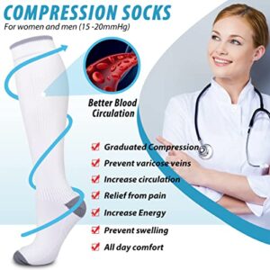 BLUEENJOY Copper Compression Socks for Women & Men (6 pairs) - Best Support for Nurses, Running, Hiking, Recovery