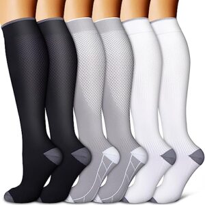 BLUEENJOY Copper Compression Socks for Women & Men (6 pairs) - Best Support for Nurses, Running, Hiking, Recovery