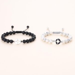 COAI Long Distance Stone Matte Onyx Howlite Compass Stone Relationship Bracelets