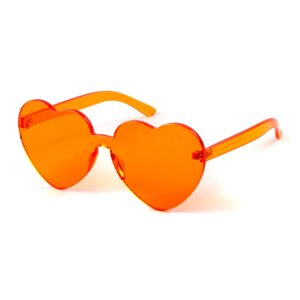 ADE WU Heart Shaped Sunglasses For Women, Cute Transparent Candy Color Lens Orange Heart Glasses Festival Party Favor