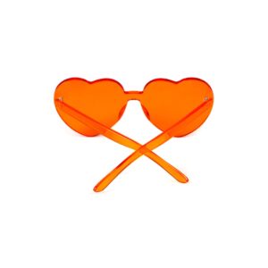 ADE WU Heart Shaped Sunglasses For Women, Cute Transparent Candy Color Lens Orange Heart Glasses Festival Party Favor