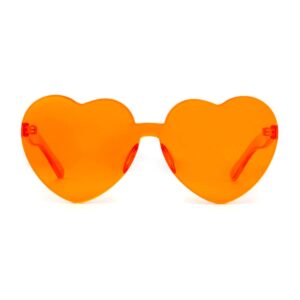 ADE WU Heart Shaped Sunglasses For Women, Cute Transparent Candy Color Lens Orange Heart Glasses Festival Party Favor