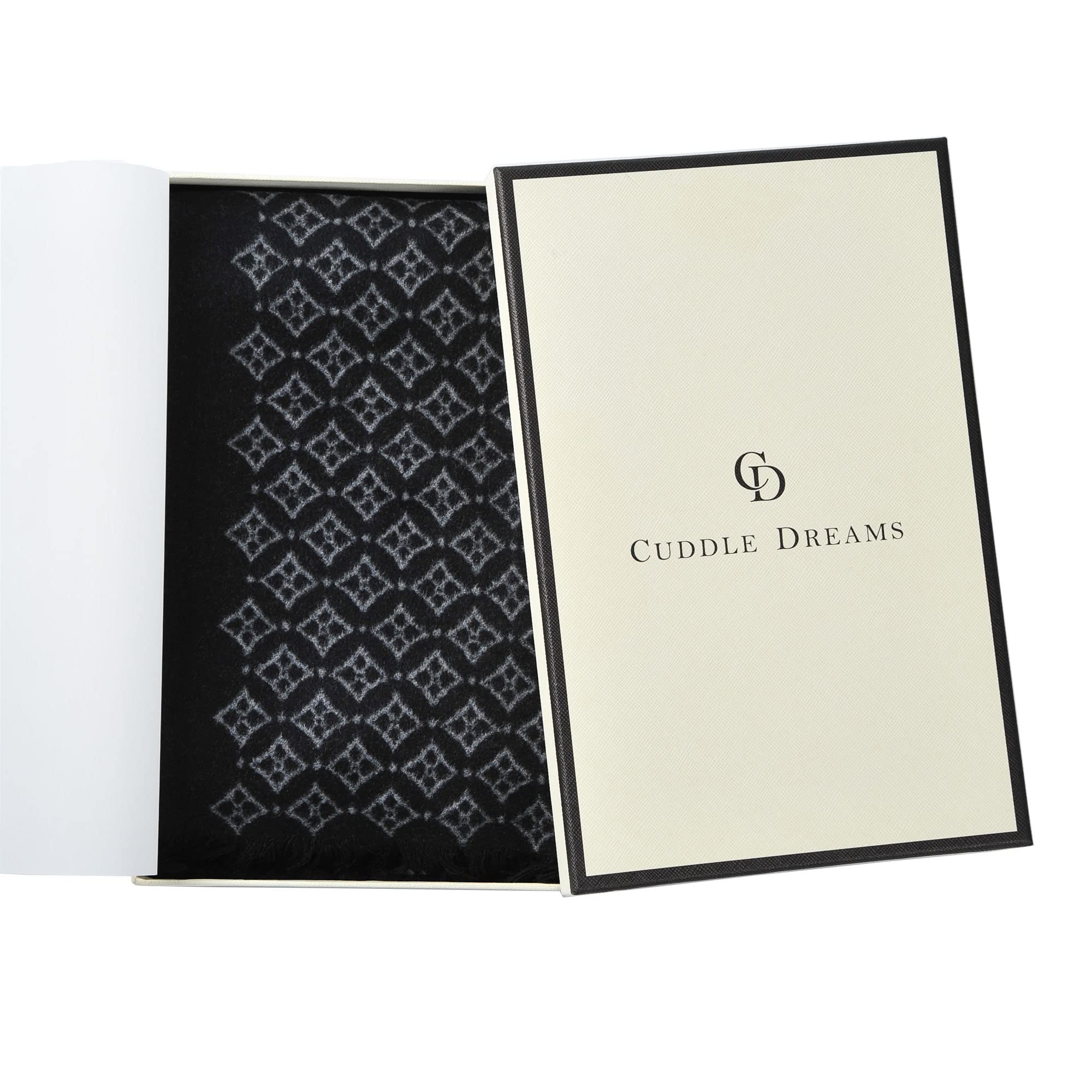 CUDDLE DREAMS Men's Silk Scarves, 100% Mulberry Silk Brushed, Luxuriously Soft (Diamond Black)