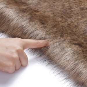 Caracilia Women Luxury Faux Fur Coat Jackets Wrap Cape Shawl for Wedding Party Brown Fur Small